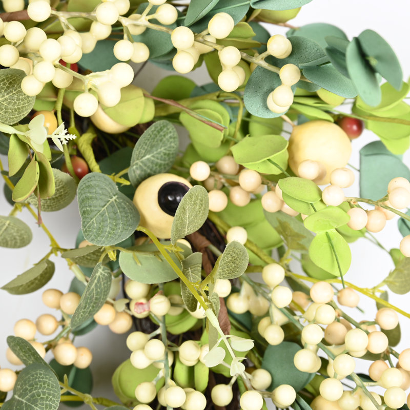 Primrue Handcrafted Faux 22'' Everyday Eucalyptus Berry Wreath | Wayfair